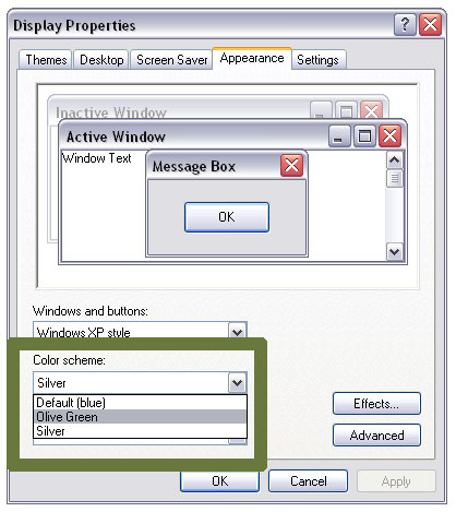 Change Text Colour: Windows XP